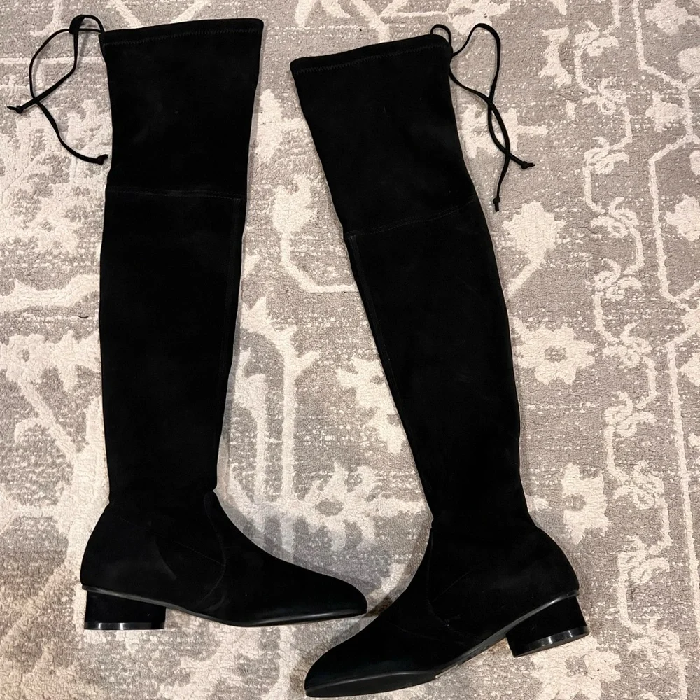 Stuart Weitzman Black Over-the-Knee Suede Boots